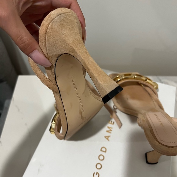 GOOD AMERICAN Women's Single Strap Ankle Chain  Sandal PALE PINK SUEDE - Picture 8 of 12